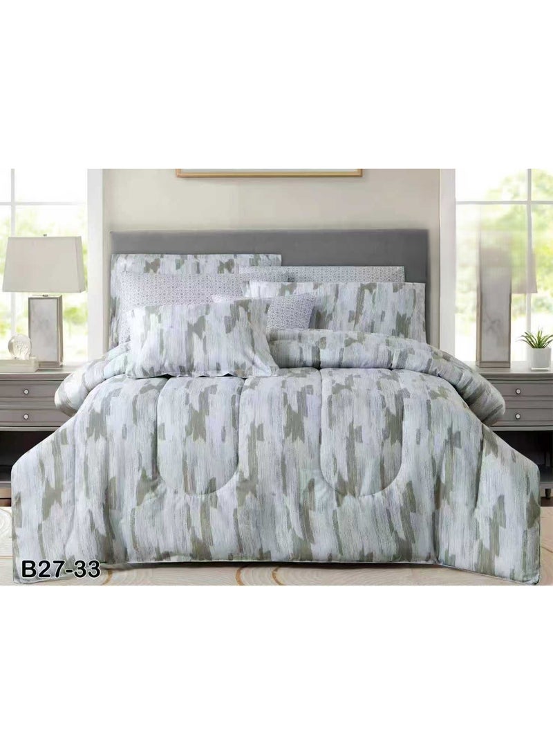SFT Luxury summer double bed sheet set made of microfiber material, 8 pieces: 1 quilt 260*240cm, 1 sheet 200*200cm, 4 pillowcases 50*75cm, 2 cushion covers 45*45cm. - Image 1